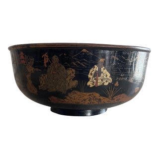 Antique French Chinoiserie Paper Mache' Decorative Bowl For Sale