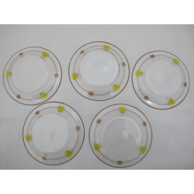 Mid 20th Century Mid 20th Century Mid Century Modern MCM Gold & Green Enamel Crystal Small Dessert Bowl Set of 5 For Sale - Image 5 of 6