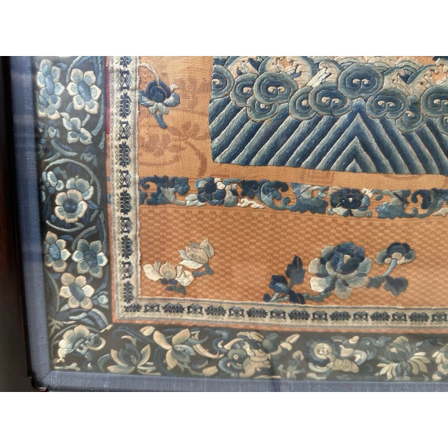 Textile Antique 19th Century Qing Dynasty Chinese Silk Embroidered Chinoiserie Framed Textile Art For Sale - Image 7 of 12