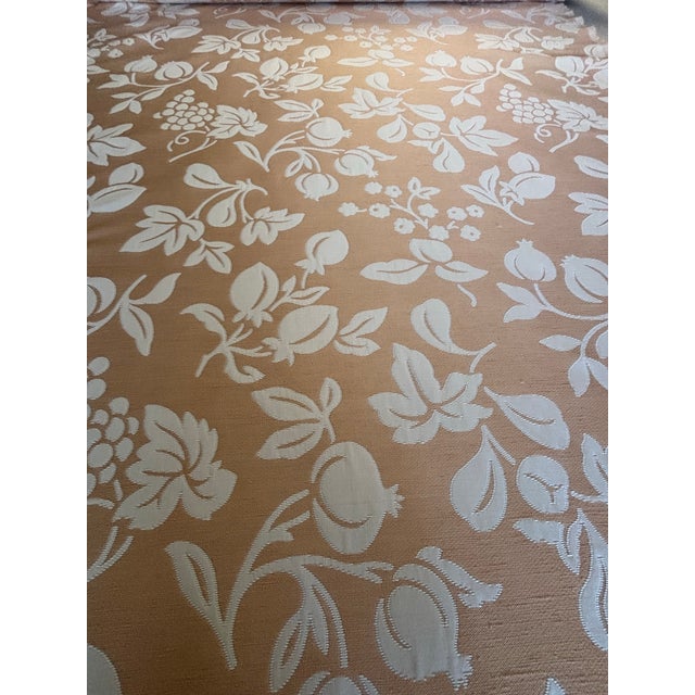 Over 25 Yards of Peach and Cream Flower Pattern Fabric. For Sale - Image 4 of 6