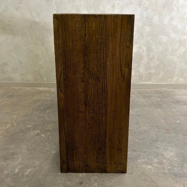 Brown Custom Elm Wood Modern Console Table With Drawers in Dark Walnut-80" For Sale - Image 8 of 9