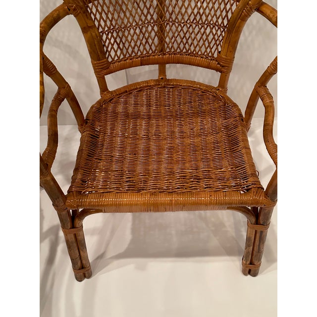 Bamboo & Rattan Fan Back Arm Chairs -A Pair For Sale - Image 10 of 10