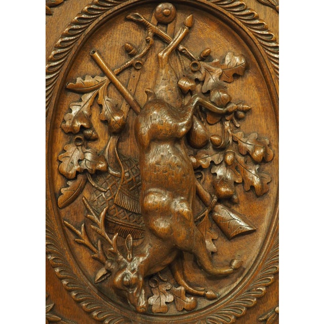Pair of French Antique Black Forest Panels in Carved Oak, Late 19th Century For Sale - Image 10 of 18