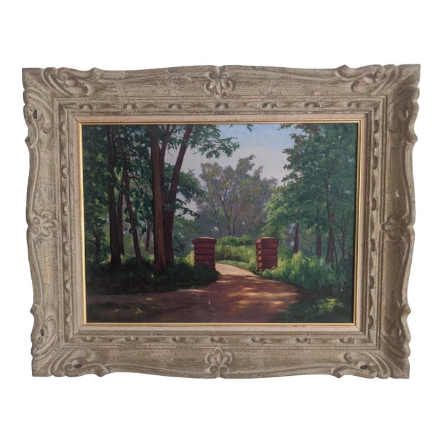 Early 20th Century Original Landscape Oil Painting in an Ornate Frame For Sale