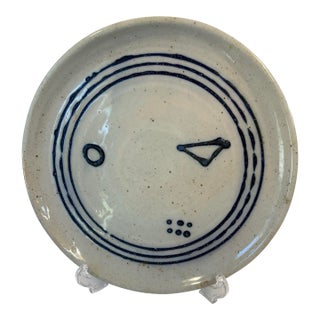 Mid Century Hand Thrown Ceramic Plate -Signed by Artist For Sale