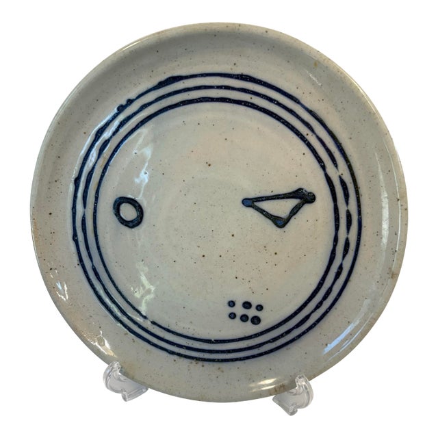 Mid Century Hand Thrown Ceramic Plate -Signed by Artist For Sale