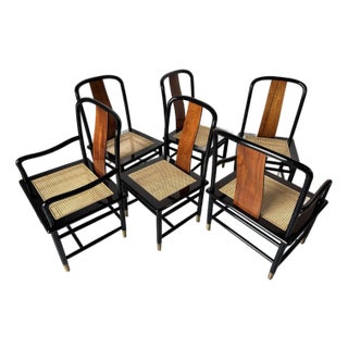 Vintage Henredon “Scene Three” Asian Style Black Lacquer Dining Chairs – Set of 6 For Sale