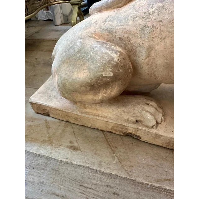 Antique Terracotta Lion Sculptures, 1880s, Set of 2 For Sale - Image 9 of 18