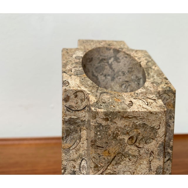 Vintage Postmodern Brutalist Candle Holders in Stone, 1980s, Set of 3, in Very Good conditions. Designed 1980 to 1989