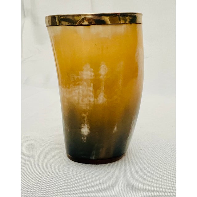 Metal Natural Horn Cup With Silvered Rim For Sale - Image 7 of 8