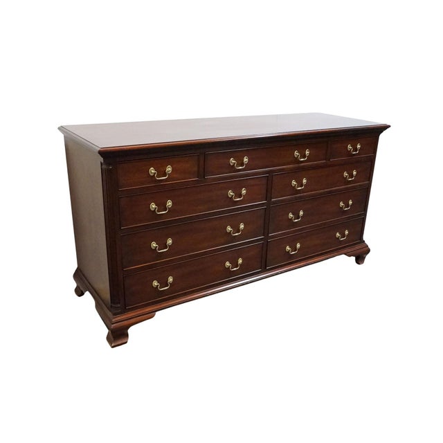 Henkel Harris Henkel Harris Genuine Solid Mahogany Traditional 66" Double Dresser For Sale - Image 4 of 13
