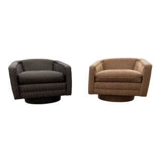 Milo Baughman Style Swivel Club Chairs For Sale
