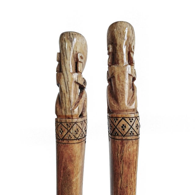 Hand-Carved Wooden Batons, Suar Wood, Borneo, Late 20th Century For Sale - Image 13 of 14