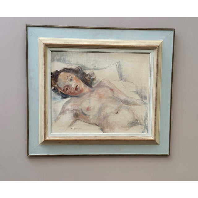 Erik Magnusson, Reclining Nude Woman, 1960s, Oil on Canvas, Framed For Sale - Image 16 of 17