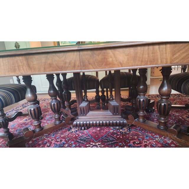 Jacobean Style Antique Dining Room Table and 6 Chairs For Sale - Image 4 of 5