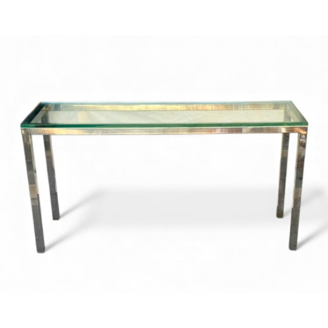 1950s Mid-Century Modern Chrome and Glass Console Table, Attribute Milo Baughman For Sale In New York - Image 6 of 6