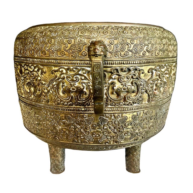 This is an exceptionally beautiful, heavily detailed Japanese bronze incense burner, known as a koro (香炉), dating to the...