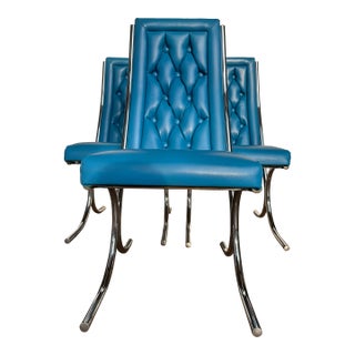 Postmodern Tufted Vinyl Chairs 1986 - Set of 3 For Sale