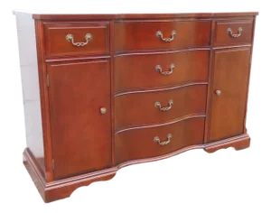 1940s Mahogany Long Credenza Sideboard Media Console 6369