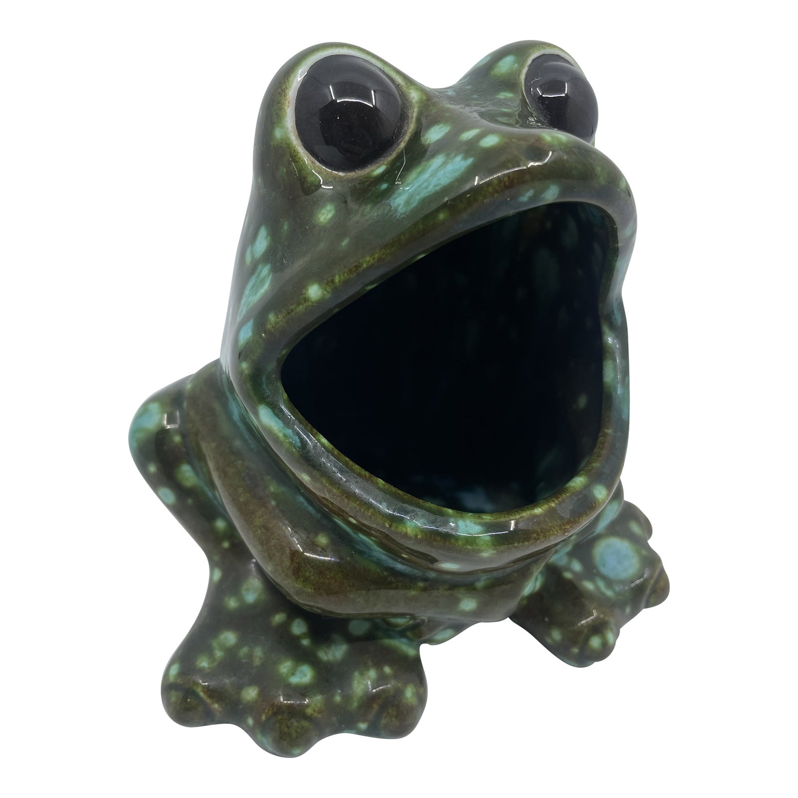 Vintage Blue and Green Ceramic Frog Statue Chairish