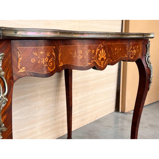 French 19th Century Louis XV Marquetry Writing Table For Sale - Image 10 of 18