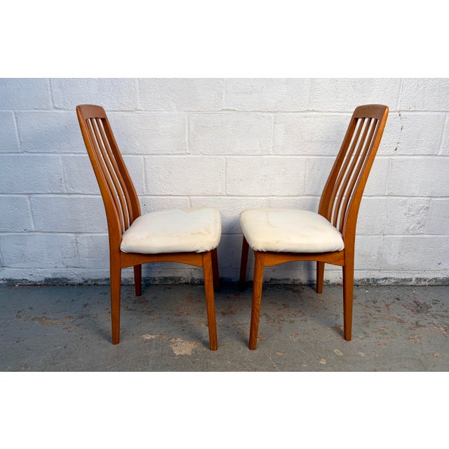 Mid-Century Modern Mid 20th Century Pair of Danish Modern Solid Teak Tall Back Dining Chairs For Sale - Image 3 of 13