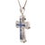 This 18K white gold cross pendant is channel-set with square cut blue sapphires totaling 1.2 carats down the vertical and...