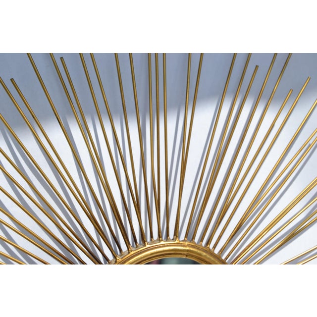 Set of 2 Chaty Vallauris Style Accent Mirrors Sunburst Design Gold Finish Mid-Century Modern For Sale - Image 10 of 12