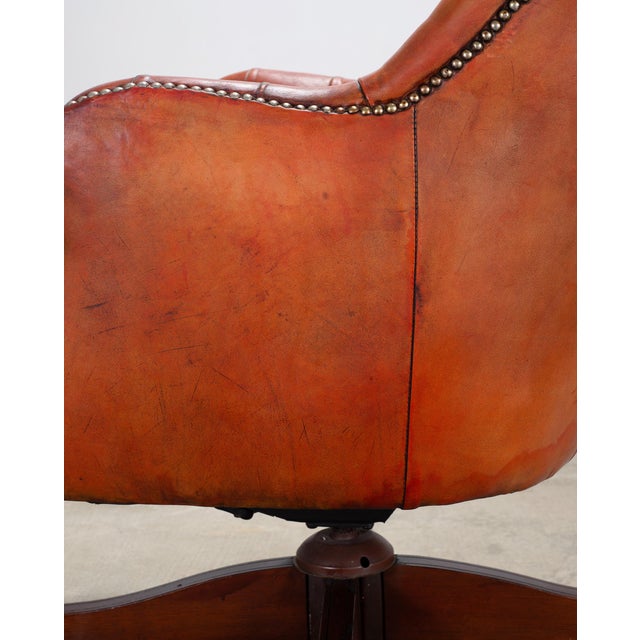 Chesterfield-Style Tufted Leather Executive Swivel Desk Chair For Sale - Image 15 of 18