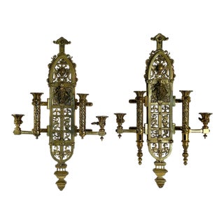 Mid 19th Century Renaissance-Style Four-Light Candelabra Sconces - Set of 2 For Sale