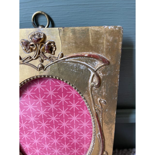 Stunning giltwood Art Nouveau picture frame, circa early 1900s. Lean it on a bookshelf or hang it with the original...