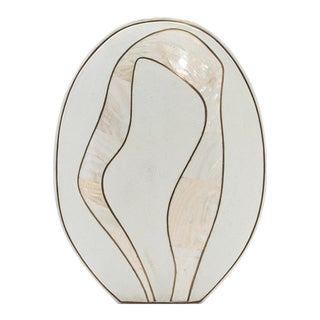 Modern Vase in Shagreen With Mother of Pearl and Brass Details by R&y Augousti For Sale
