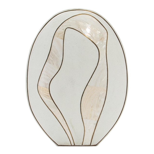 Modern Vase in Shagreen With Mother of Pearl and Brass Details by R&y Augousti For Sale