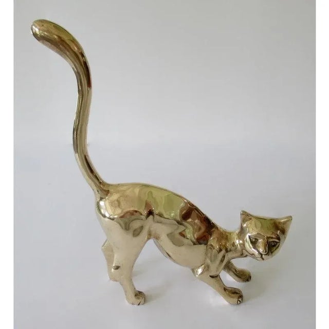 Vintage C.1960's Mid-Century Polished Brass(Korea) Cat With
