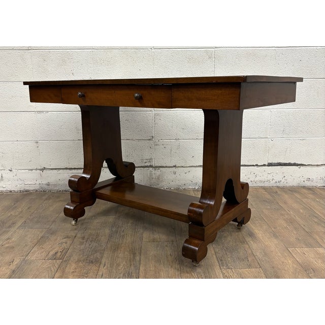 Brown Antique American Empire Style Library Table Server Desk For Sale - Image 8 of 12