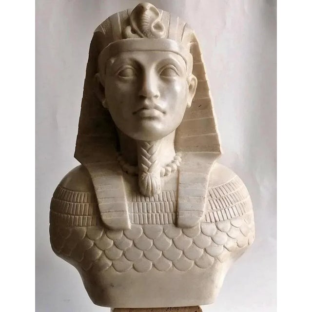 20th Century Italian Sculpture Egyptian Pharaoh Carrara Marble For Sale - Image 4 of 7