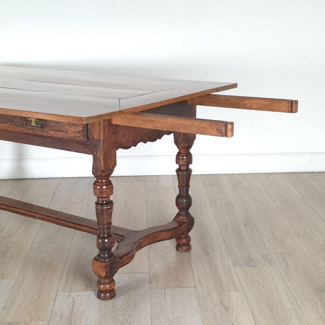 Fruitwood French Dining Table With Antique Elements For Sale - Image 9 of 12
