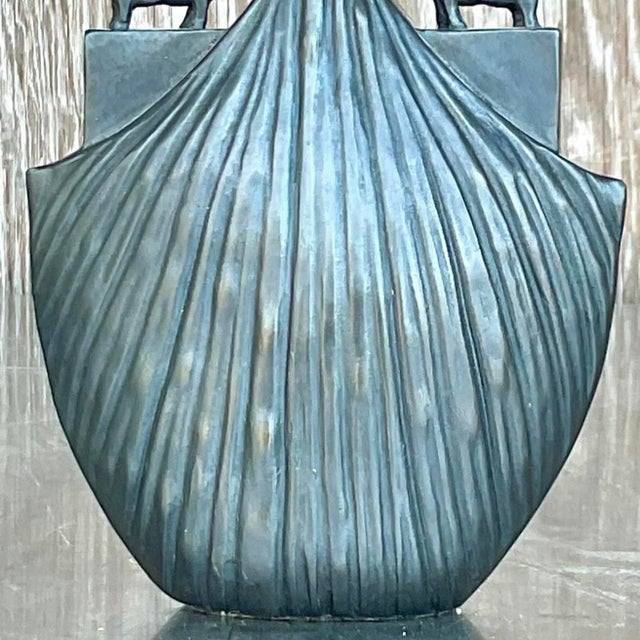 Vintage Boho Bronze Rhino Vase For Sale - Image 11 of 12