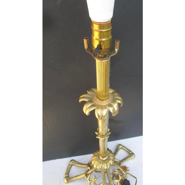 1970s Cailar Bayard Bronze Faux Bamboo Table Lamp For Sale - Image 10 of 13