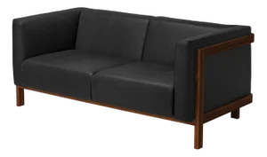 Minimalist Modern Two-Seater Sofa in Walnut and Leather by Julien Renault