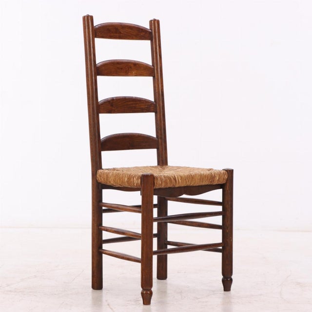 Charlotte Perriand French Oak and Rush Dining Chairs in the Manner of Charlotte Perriand, Circa 1950 - Set of 8 For Sale - Image 4 of 6