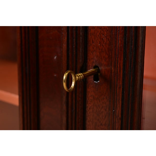 Herter Brothers Style Antique Eastlake Victorian Carved Mahogany and Burl Wood Bookcase Cabinet, Circa 1880s For Sale In South Bend - Image 6 of 14