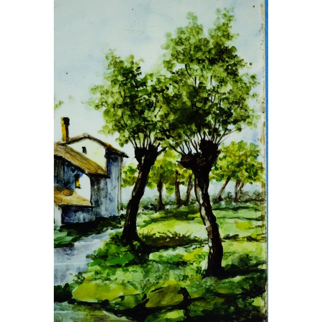 Roman Ceramic Tiles with Painted Landscape, Monterotondo, 1940s, Set of 3 For Sale - Image 14 of 18