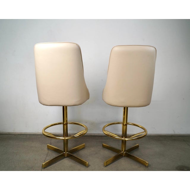 Mid-Century Modern Mid-Century Modern Brass Bar Stools by Chromcraft - A Pair For Sale - Image 3 of 12