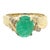 2 Carat Cabochon Cut Natural Emerald & Diamond in Textured 14K Yellow Gold Ring, Size 6 For Sale