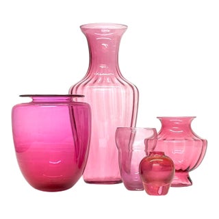 A Symphony in Cranberry Glass Vase Curation - Group of 5 For Sale