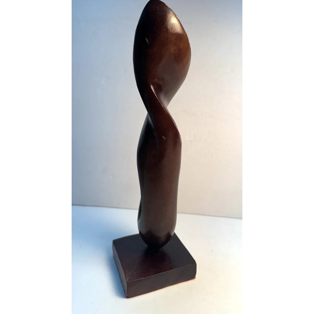 Wood Vintage MCM Hand Carved Wooden Modernist Abstract Sculpture Figurine For Sale - Image 7 of 9