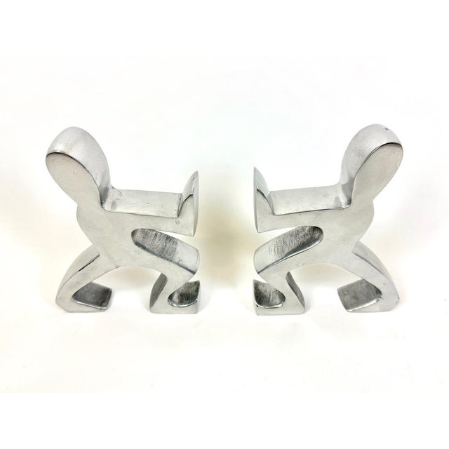 1990s Vintage Aluminium Bookends from Il Gusto Brugskunst, 1990s, Set of 2 For Sale - Image 5 of 7