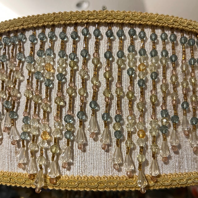 Vintage Hollywood Regency Style Beaded Lamp For Sale - Image 9 of 10