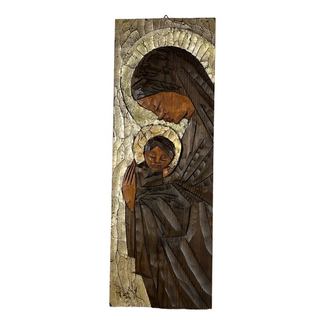 Capezzale, Madonna and Child, 1980, Painting on Panel For Sale